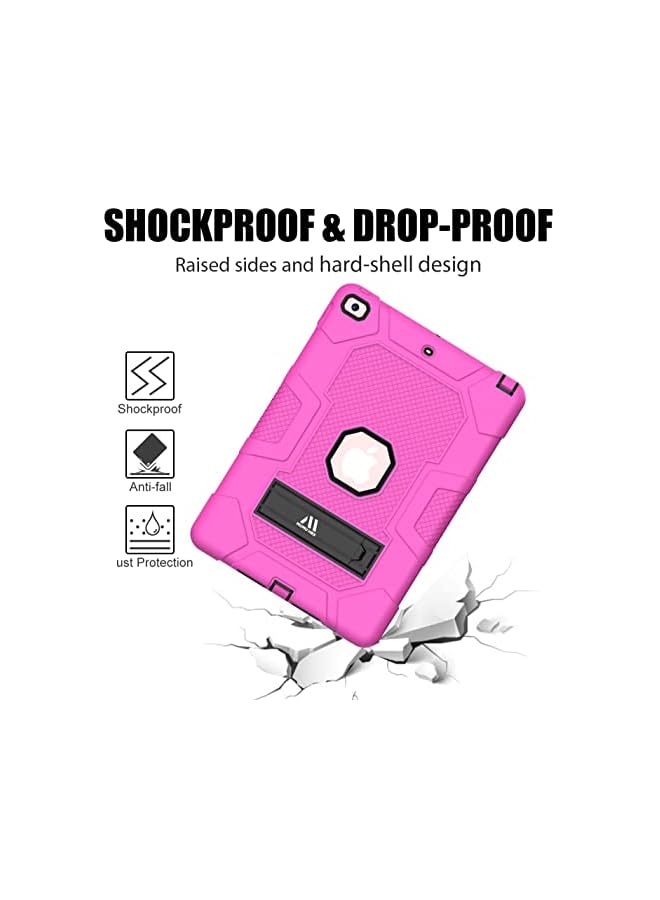 PROMASS Hbs 3-Ply Slim Heavy Duty Shockproof Rugged Case With Built-In Kickstand Common For Ipad 10.2-Inch (9Th/8Th/7Th Generation, 2021/2020/2019) Kids Tablet-Rose Black - Image 5