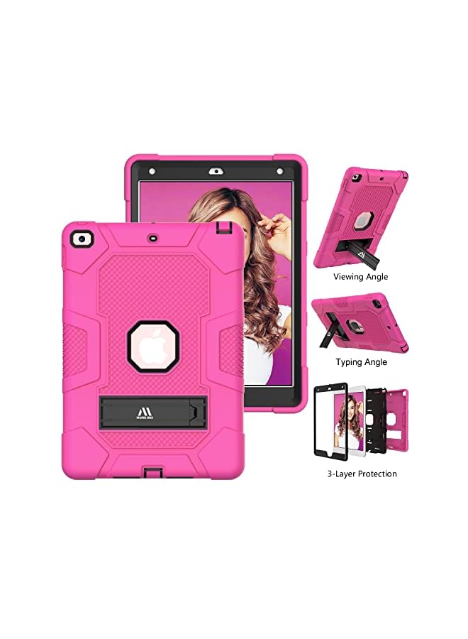 PROMASS Hbs 3-Ply Slim Heavy Duty Shockproof Rugged Case With Built-In Kickstand Common For Ipad 10.2-Inch (9Th/8Th/7Th Generation, 2021/2020/2019) Kids Tablet-Rose Black - Image 4