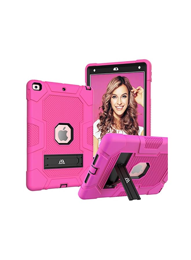PROMASS Hbs 3-Ply Slim Heavy Duty Shockproof Rugged Case With Built-In Kickstand Common For Ipad 10.2-Inch (9Th/8Th/7Th Generation, 2021/2020/2019) Kids Tablet-Rose Black - Image 2