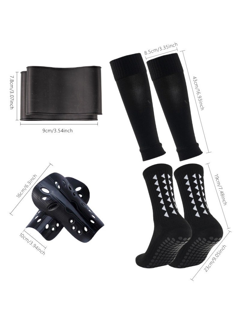 Generic Football Four piece Set Skidproof Soccer Socks Nylon Pocket Shin Guard Sleeves Calf Compression Socks For Soccer Football Sports - Image 2