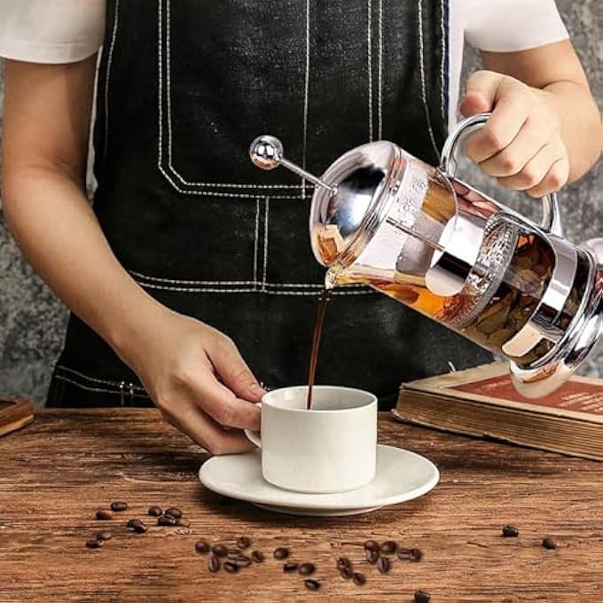 Exrp Silver French Press Coffee Maker Luxury Design French Coffee Press With 4Level Filter System HighGrade Glass For Hot  Cold Resistance Include Long Size 304 Stainless Steel Spoon60Ml - Image 3