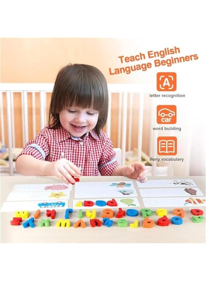 2 in 1 See and Spell Learning Toys, Sight Words Math Flashcards,Montessori Wooden Educational Toys Gifts for Preschool Kindergarten Kids Boys Girls 3 4 5 Years Old - Image 4