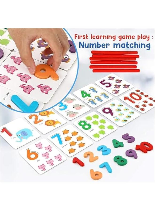 2 in 1 See and Spell Learning Toys, Sight Words Math Flashcards,Montessori Wooden Educational Toys Gifts for Preschool Kindergarten Kids Boys Girls 3 4 5 Years Old - Image 5