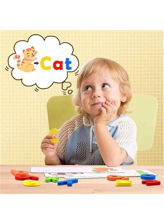 2 in 1 See and Spell Learning Toys, Sight Words Math Flashcards,Montessori Wooden Educational Toys Gifts for Preschool Kindergarten Kids Boys Girls 3 4 5 Years Old - Image 3