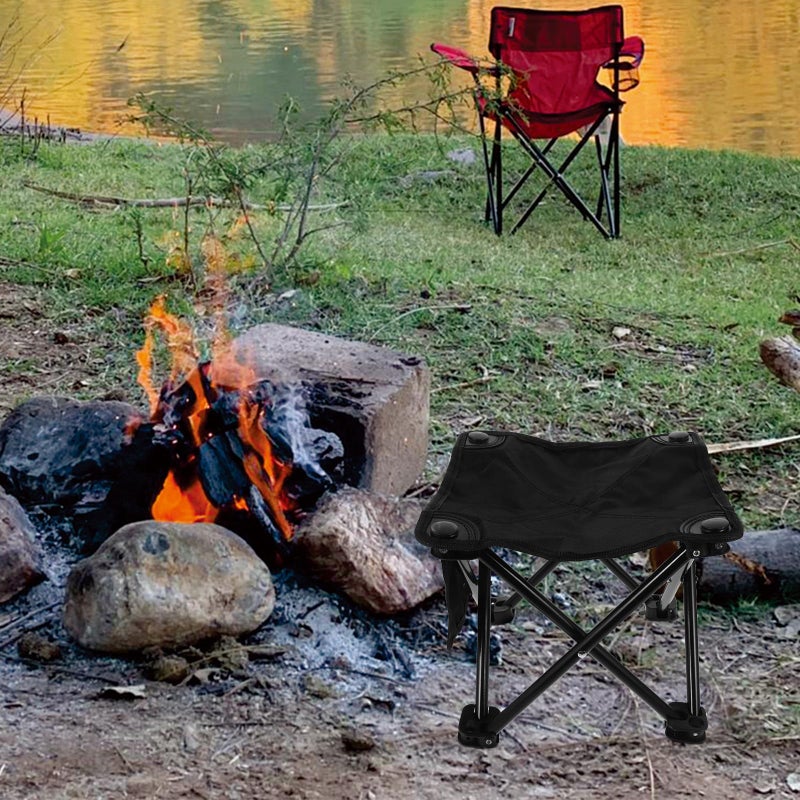 Portable Folding Camping Stool with Side Pocket Lightweight for Outdoor Hiking Fishing Picnic - Image 5