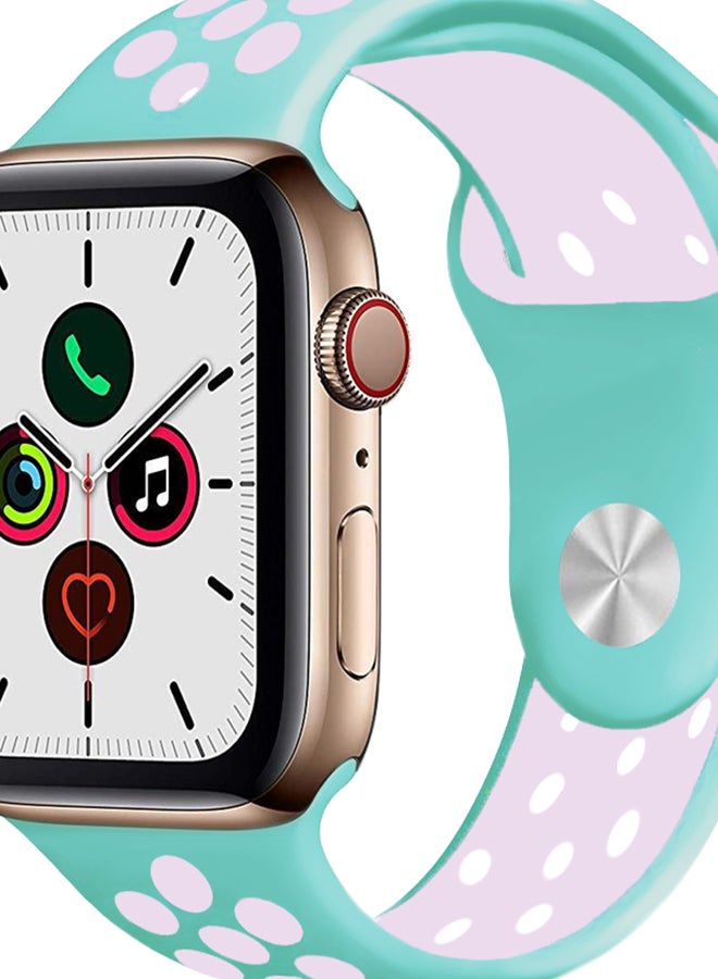 Dot Replacement Band For Apple Watch Series 5/4/3/2/1 Turquoise/Pink - Image 2