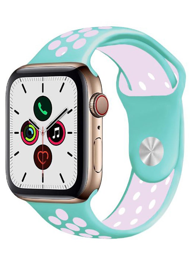 Dot Replacement Band For Apple Watch Series 5/4/3/2/1 Turquoise/Pink - Image 1