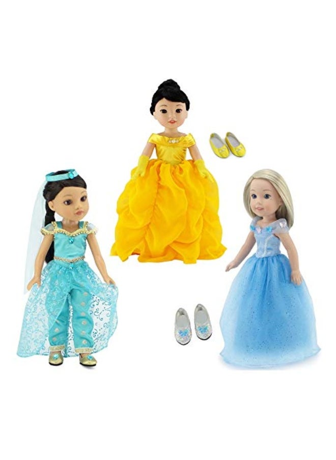 Emily Rose Emily Rose 14 Inch Doll Princess Value Bundle | 14" Doll 9 Piece Dress Set, Includes Favorite Make Believe Characters - Inspired Costumes | Compatible with 14.5" Wellie Wishers and Glitter Girls Dolls  - Image 3