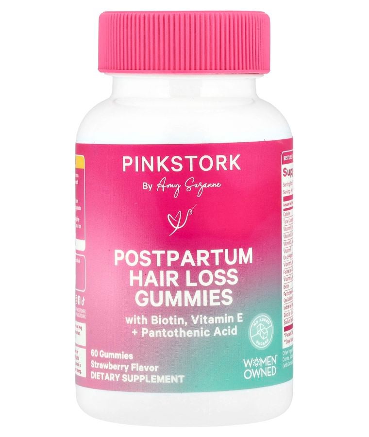 Pink Stork Postpartum Hair Loss Gummies Strawberry 60 Gummies