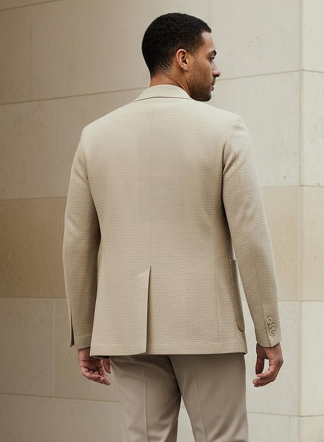 Iconic Men Slim Fit Textured Double Breasted Blazer - Image 3