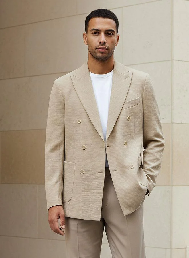 ايكونيك Iconic Men Slim Fit Textured Double Breasted Blazer