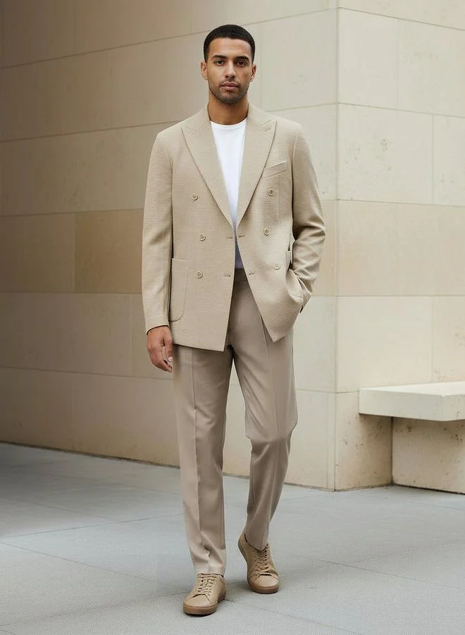 ايكونيك Iconic Men Slim Fit Textured Double Breasted Blazer