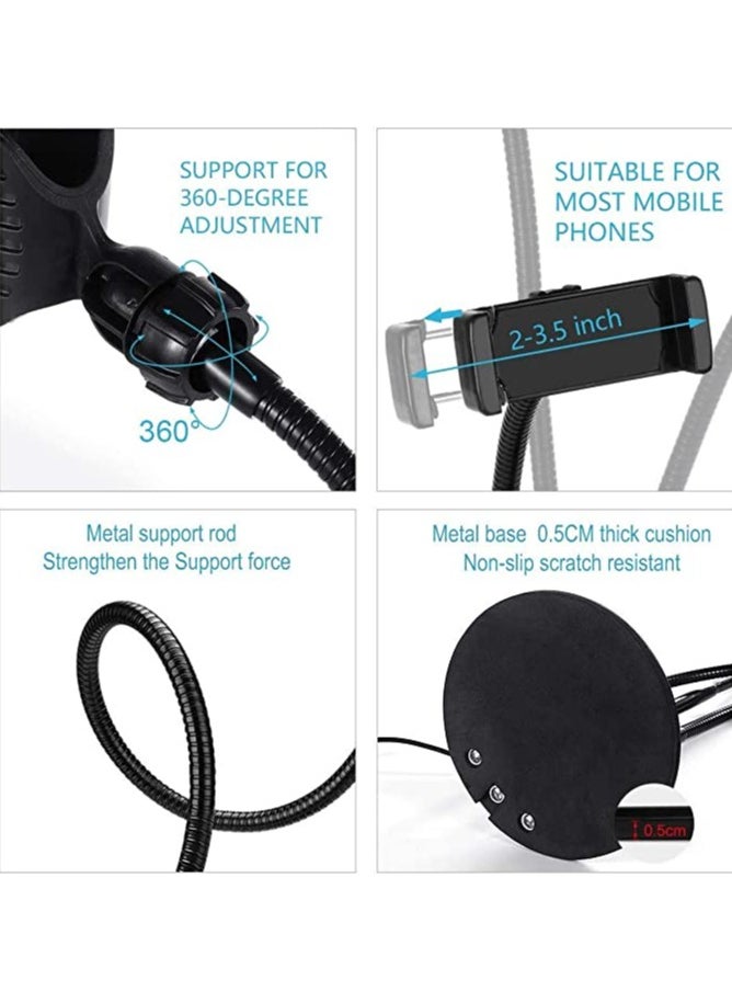 Generic 3 in 1 Professional Live Stream Kit with Small USB Ring Light Mic Holder CellPhone Web Cam Holder Premium Stand For Makeup Video Shoots Live Video Calling And More  - Image 3