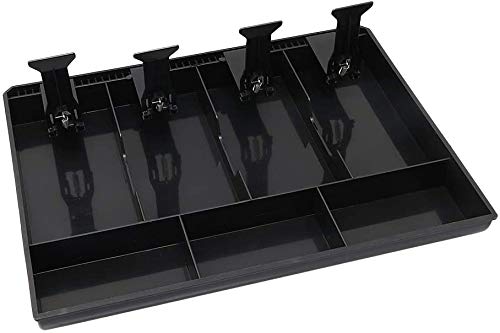 SUKHAD ABS Plastic Cash Drawer, 5 Cash and 4 Coin Organizer for Supermarket, Plastic, 40 x 3.5 x 24.4 cm, Black - Image 3