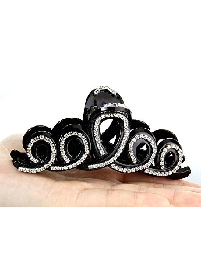 Suoirblss Woman Girls Large Fancy Rhinestone Hair Accessories Sideknotted Clip Hairpin Hair Claw Barrettes For Thick Hair (Black) - Image 4