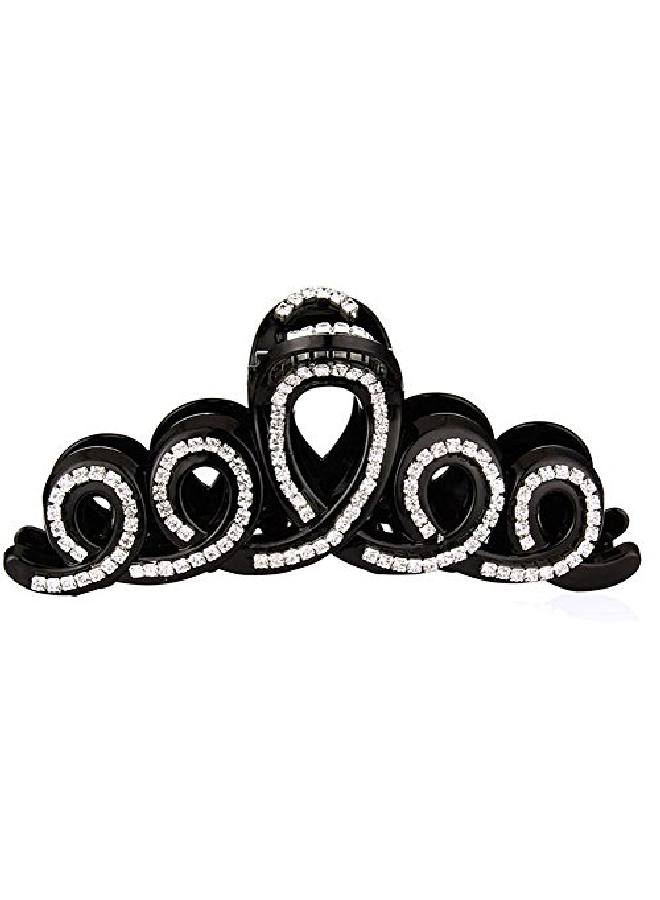 Suoirblss Woman Girls Large Fancy Rhinestone Hair Accessories Sideknotted Clip Hairpin Hair Claw Barrettes For Thick Hair (Black) - Image 1