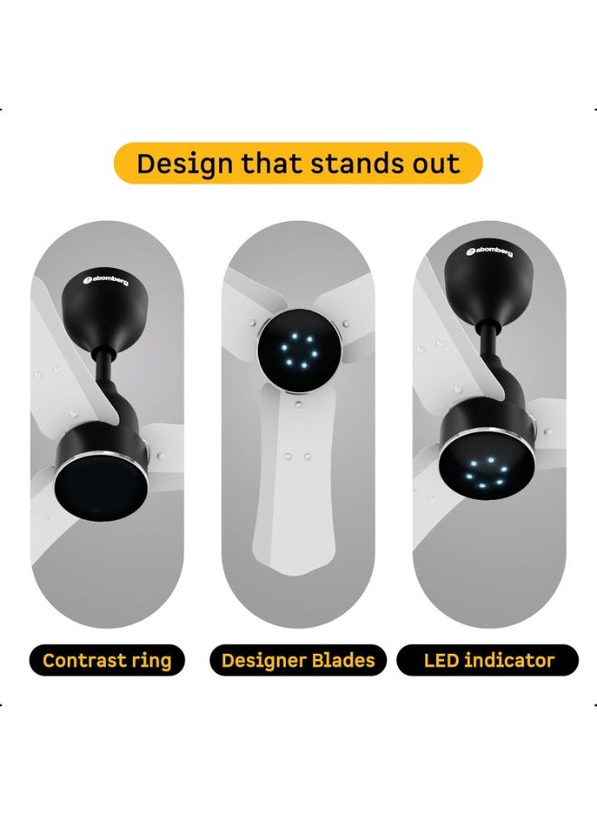 atomberg Renesa Halo Smart 600mm BLDC Ceiling Fan with IoT & Remote | BEE 5 Star | High Air Delivery | Low noise operation | LED Speed Indicator | Sleek Design | 3 Year Warranty|White & Black - Image 3