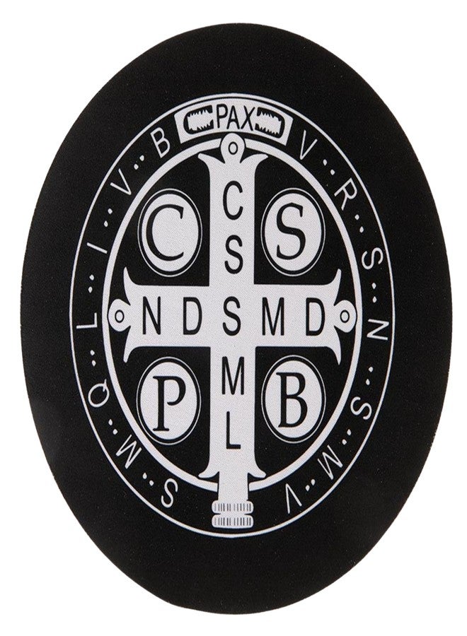 Needzo Saint Benedict Mouse Pad, Round, Non-Slip Mat for Computers or Laptops, Catholic Office Accessories, 8 Inches - Image 1