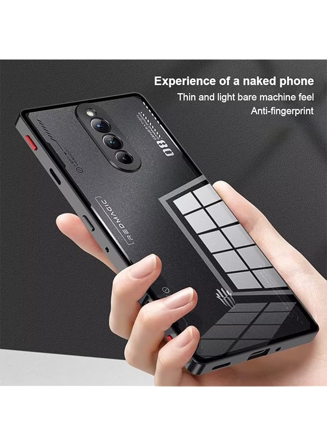 إيروريكس جراب متوافق مع هاتف Red Magic 8 Pro بإطار معدني + غطاء خلفي من الزجاج المقوى الشفاف مع حماية الكاميرا ضد الصدمات باللون الأسود - Image 5