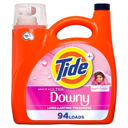 Tide Plus Boost of Ultra Downy Liquid Laundry Detergent, April Fresh Scent, 132 fl oz, 94 Loads, Laundry Detergent Liquid with Long-Lasting Freshness - Image 1