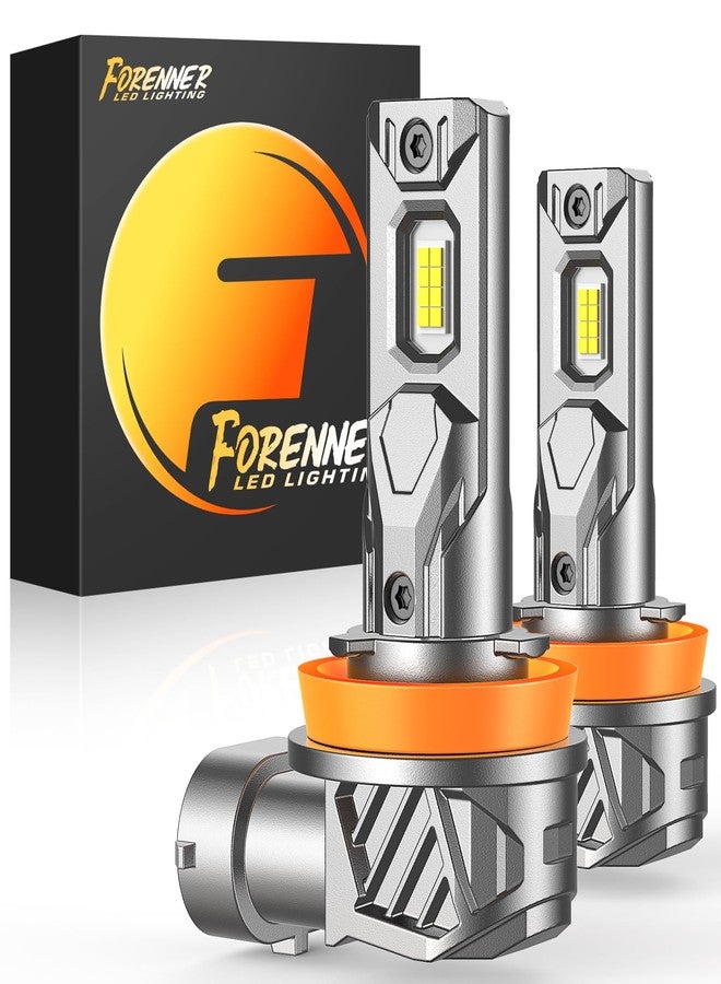 forenner مصابيح FORENNER H11 المطورة، سطوع فائق 36000 لومن (1000%)، إضاءة بيضاء باردة 6500 كلفن، مصابيح ضباب للقيادة H9 H8 H16، حجم صغير 1:1، عمر افتراضي 10 سنوات، سهلة التركيب، عبوة من قطعتين - Image 1