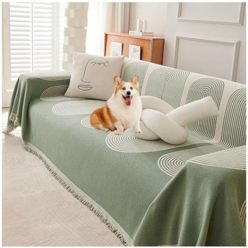 Double Sided Chenille Sofa Cover, Stylish Furniture Cover Towel, Material Four Seasons Available Both Sides B, 180*230 - Image 1