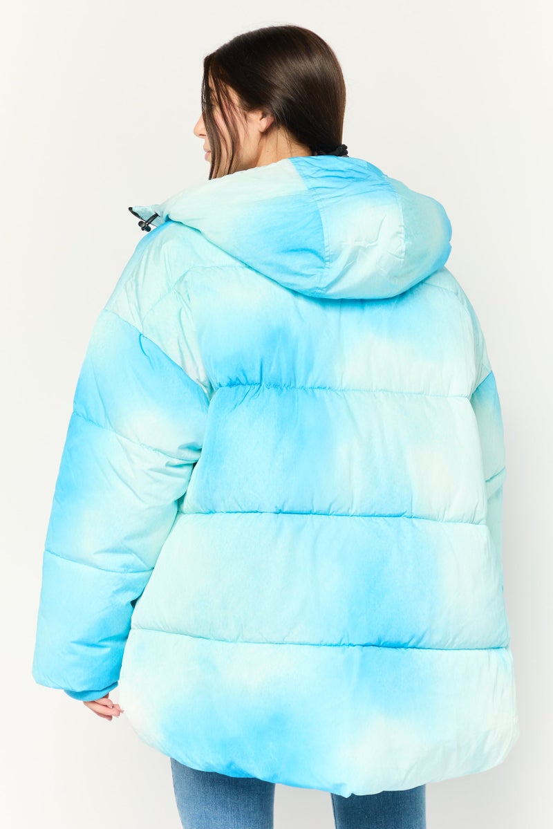 Collusion Women Quilted Puffer Jacket, Blue - Image 4