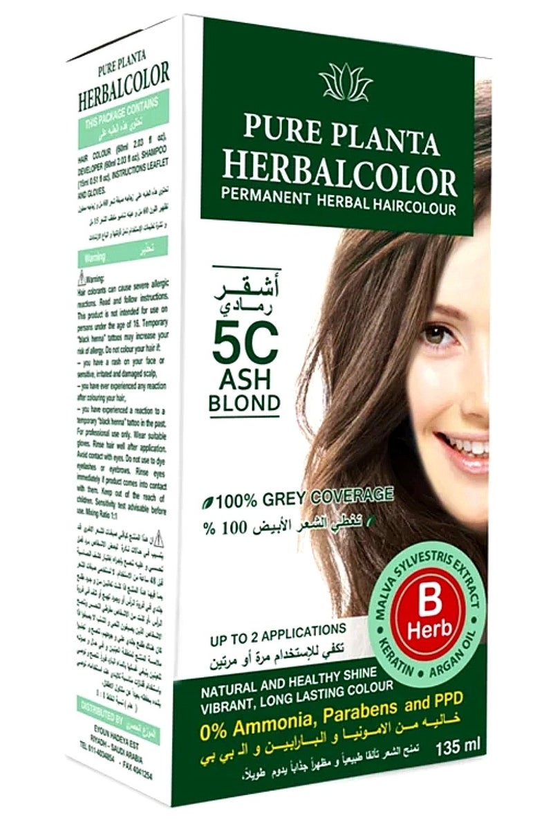 بيور بلانتا صبغة الشعر الدائمة من الأعشاب 5C أشقر رمادي 135ملليلتر