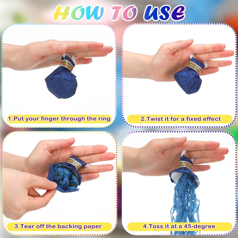 Arrowbash 48 Pcs No Mess Streamers Confetti Hand Throw Streamers Paper Crackers for New Years Wedding Opening Celebrations Birthday Retirement Engagement Graduation Party Favors Decor(Multicolor) - Image 3