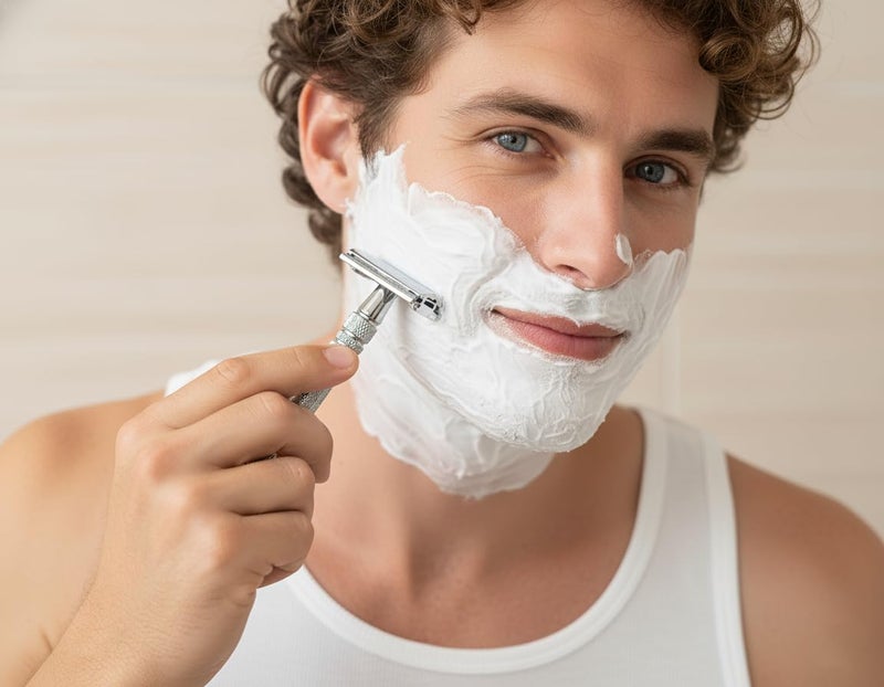 KEROPY Double Edge Safety Razor with 10 Disposable Blades - Reusable Stainless Steel Shaver for Face, Leg, Body - Washable Portable Travel Size - Prevents Skin Irritation & Ingrown Hair - Image 2