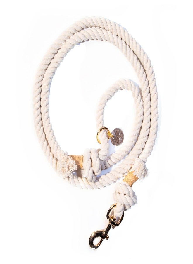 Glow Pups طوق كلاب Glow Pups Rope، مصنوع يدويًا من قطن الكاريبي مع مشبك قوي وحلقة D، ناعم ومتين، مثالي لحفلات الزفاف، طوق بوهيمي بطول 5 أقدام، أبيض طبيعي، بنمط بوهيمي أنيق مستوحى من أجواء الشاطئ. - Image 1