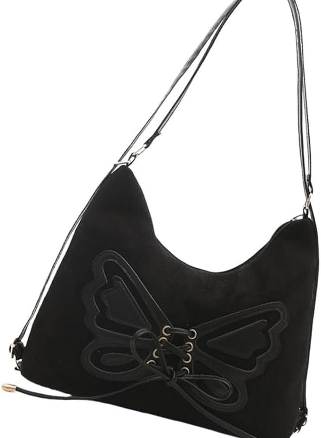 Black Retro Butterfly Shoulder Bag Adjustable Strap Crossbody Or Backpack - Image 2