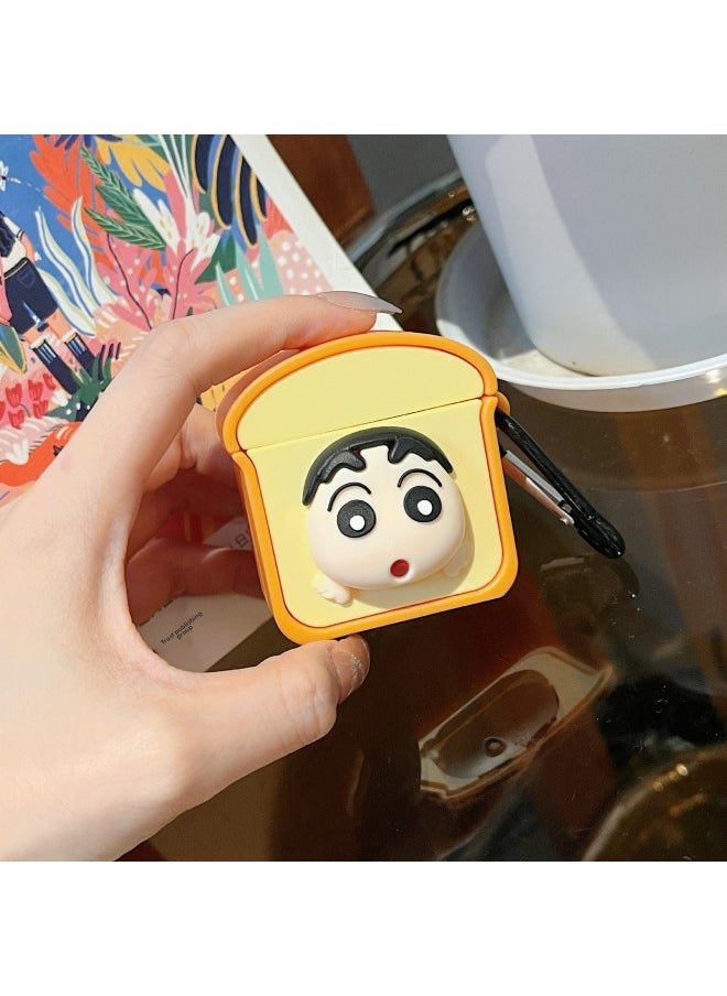 Generic - Toast Xiao Xin And Xiao Bai Airpods Earphone Cover Is Suitable For Apple 1/2/3 Generation Pro Wireless Earphone Protective Case-Color:Toast Small Iron Hook-Applicable Model:Airpods 3 Generations - Image 1