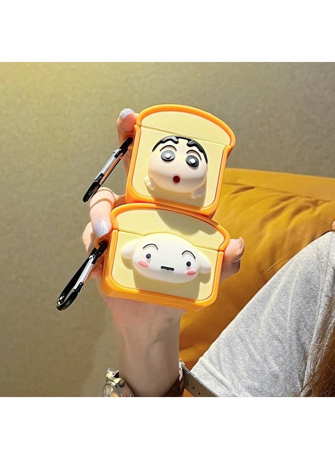 Generic - Toast Xiao Xin And Xiao Bai Airpods Earphone Cover Is Suitable For Apple 1/2/3 Generation Pro Wireless Earphone Protective Case-Color:Toast Small Iron Hook-Applicable Model:Airpods 3 Generations - Image 1