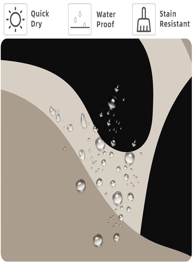 She Love Black and Grey Abstract Shower Curtain Modern Geometric Art Minimalist Curve Beige Shower Curtain with Metal Hooks 72x72 Inch Waterproof Polyester Bathroom Curtain - Image 5