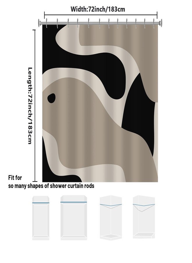 She Love Black and Grey Abstract Shower Curtain Modern Geometric Art Minimalist Curve Beige Shower Curtain with Metal Hooks 72x72 Inch Waterproof Polyester Bathroom Curtain - Image 2