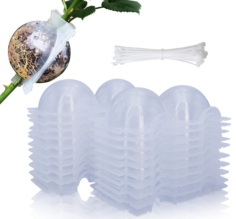 MIIIM 20 PCS Air Layering Propagation Kit with Zip Ties Reusable Grafting Ball Clear Air Layering Pods Rooting Ball for Fast Propagation Small