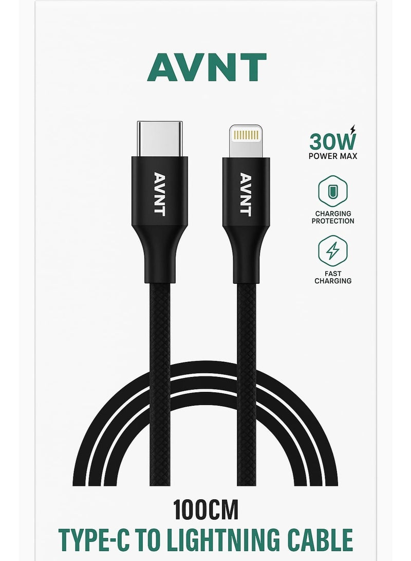 AVNT Type-C to Lightning Fast Charging Cable 30W with Data Transfer 100cm - Image 2