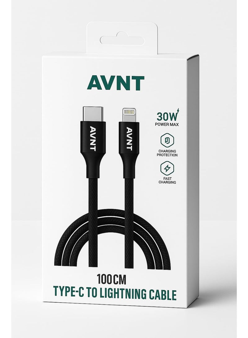 AVNT Type-C to Lightning Fast Charging Cable 30W with Data Transfer 100cm - Image 1