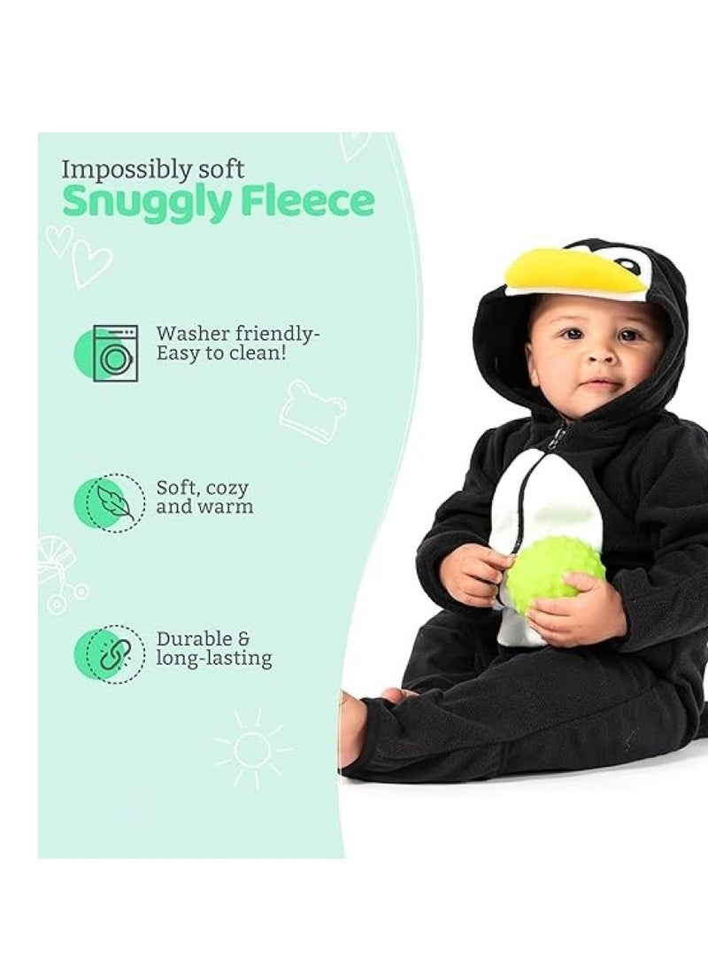 Fleece Baby Bodysuit Infant One Piece Kids Hooded Romper Outerwear Toddler Jacket - Image 3