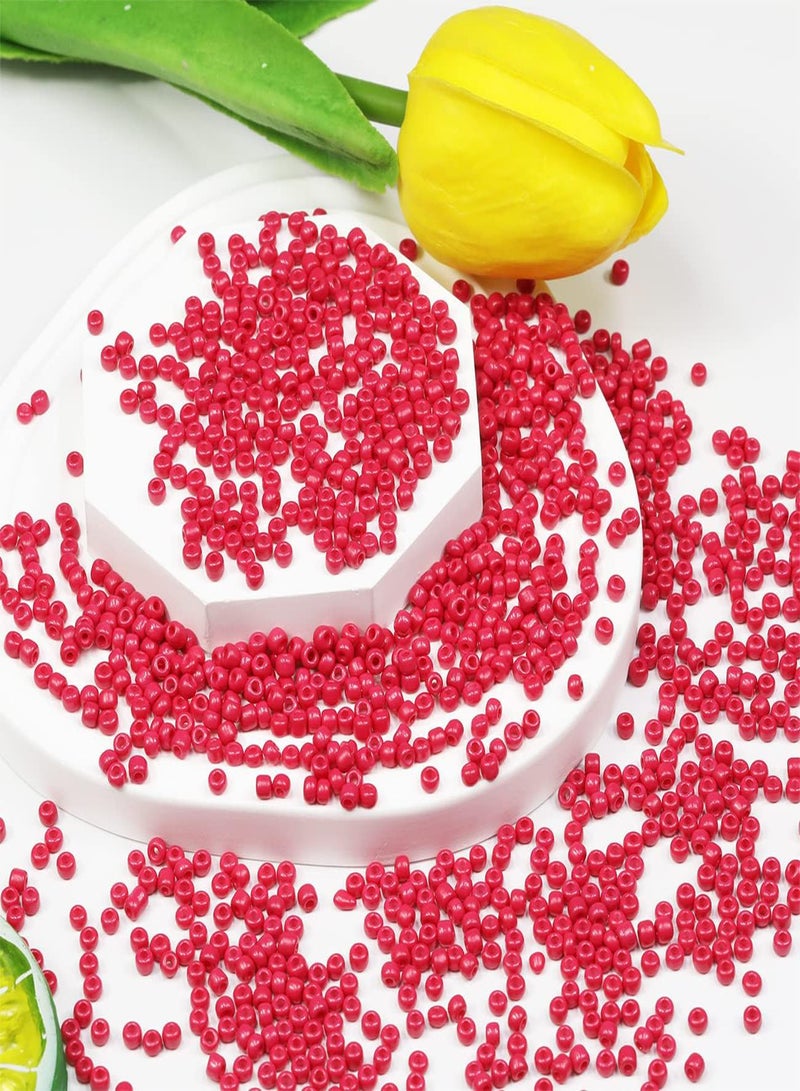 GGOOT Bulk 3mm Rose red Seed Beads for Jewelry Making 110 Grams About 320pcs,8/0 Glass Craft Beads for Making Earrings, Bracelets, Pendants, Waist Jewelry, DIY Handmade Seed Beads ( Rose red 3mm)  - Image 3