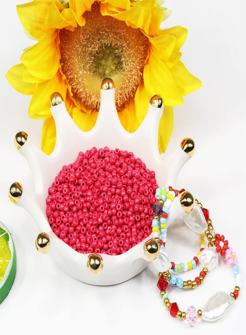 GGOOT Bulk 3mm Rose red Seed Beads for Jewelry Making 110 Grams About 320pcs,8/0 Glass Craft Beads for Making Earrings, Bracelets, Pendants, Waist Jewelry, DIY Handmade Seed Beads ( Rose red 3mm)  - Image 4