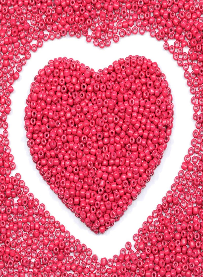 GGOOT Bulk 3mm Rose red Seed Beads for Jewelry Making 110 Grams About 320pcs,8/0 Glass Craft Beads for Making Earrings, Bracelets, Pendants, Waist Jewelry, DIY Handmade Seed Beads ( Rose red 3mm)  - Image 1