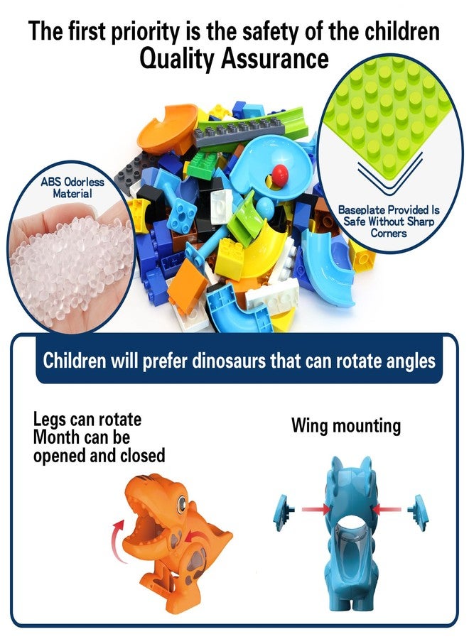 Anpcso Marble Run Building Blocks, Dinosaurs Marble Track Toy Classic Large Bricks for 3 4 5 6 7 + Year Old Boys Girls Kids, Bricks Compatible with All Major Brands - Image 3