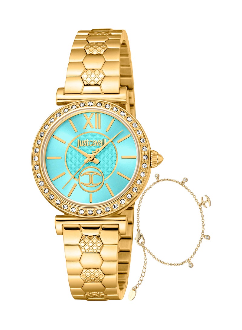 Just Cavalli ساعة يد نسائية دائرية الشكل من الفولاذ المقاوم للصدأ JC1L273M0065 - 30 مم - Image 1