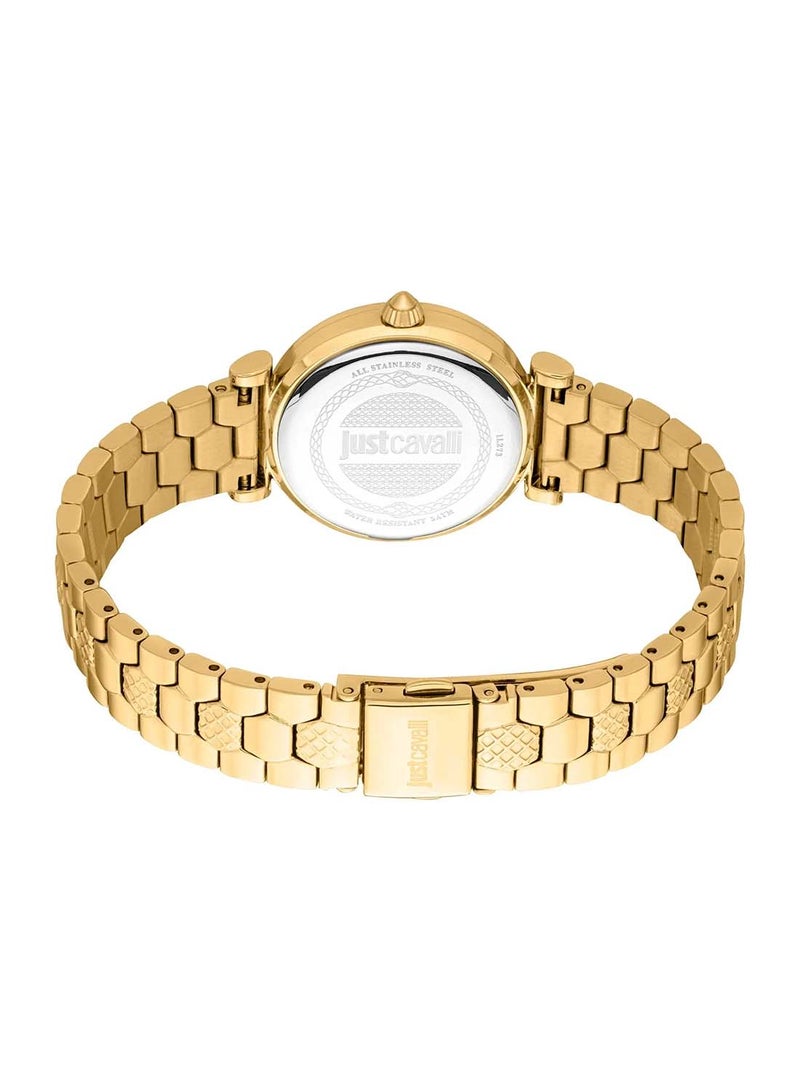 Just Cavalli ساعة يد نسائية دائرية الشكل من الفولاذ المقاوم للصدأ JC1L273M0065 - 30 مم - Image 3