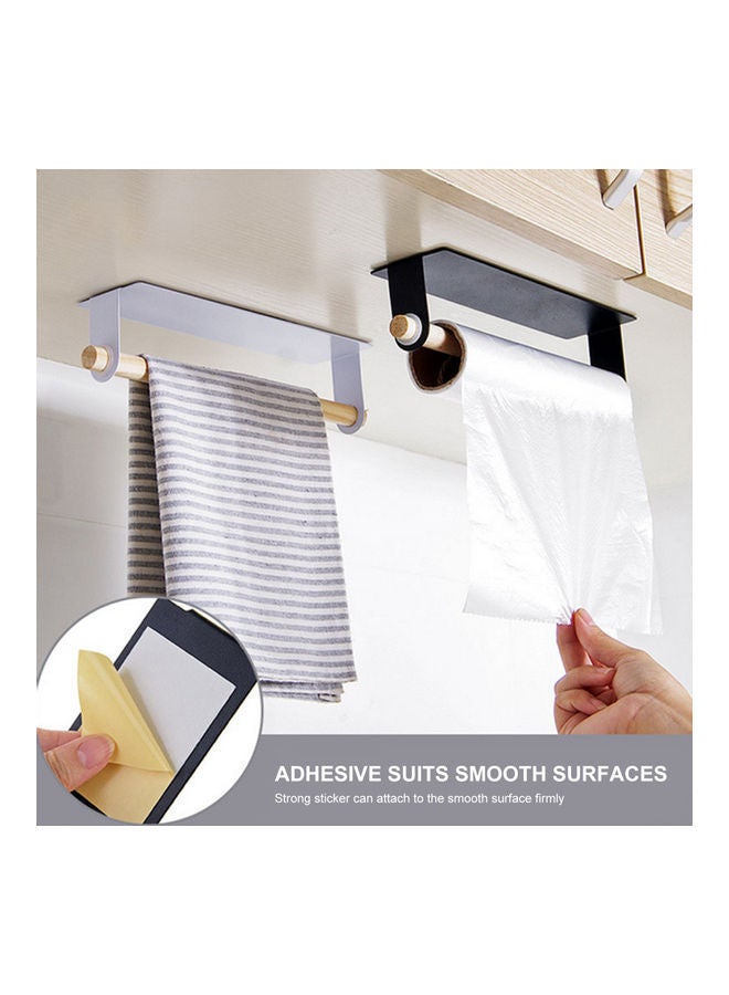 NIBEMINENT Wood Bath Towel Rack Black 26.00 x 6.00 6.00cm - Image 1