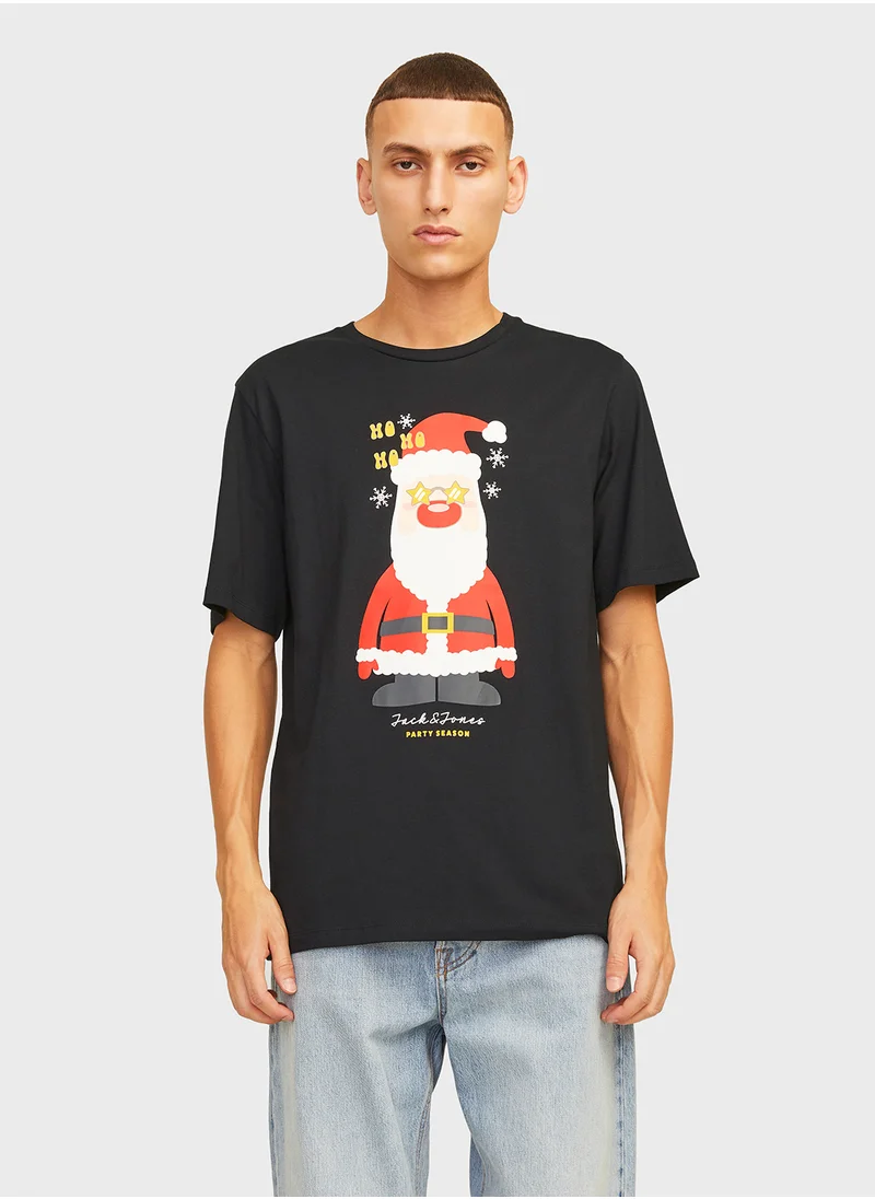 جاك اند جونز Jjxmas Graphic Crew Neck T-Shirt