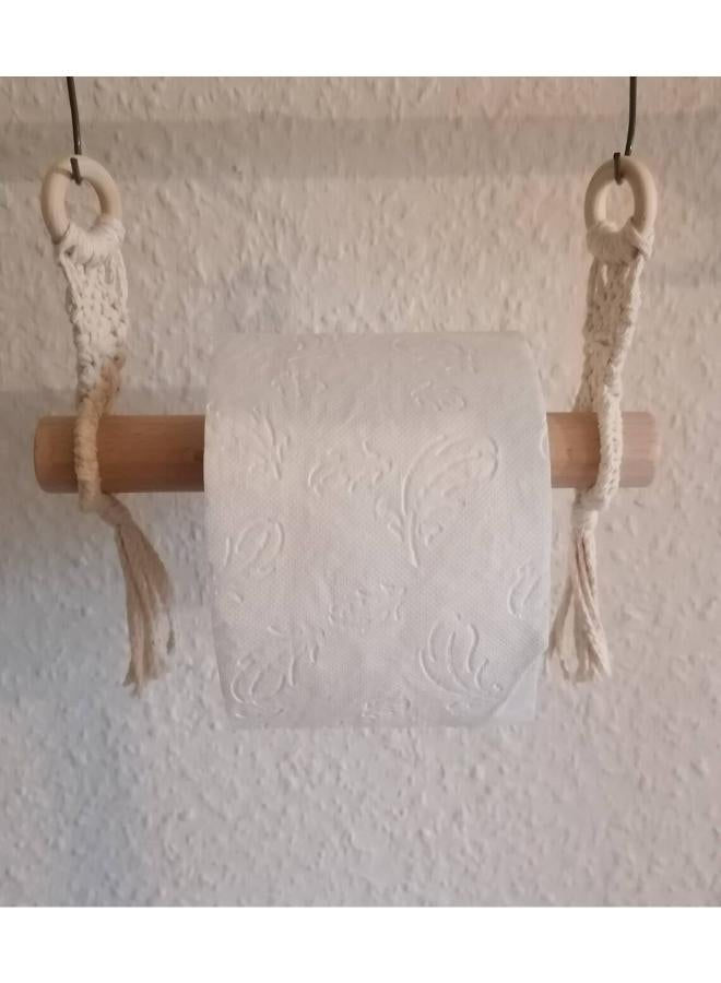 انتيكيانو حامل مناديل خارجي مكرمية من خيوط القطن، حامل ورق مكرمية يثبت على الحائط - Image 1