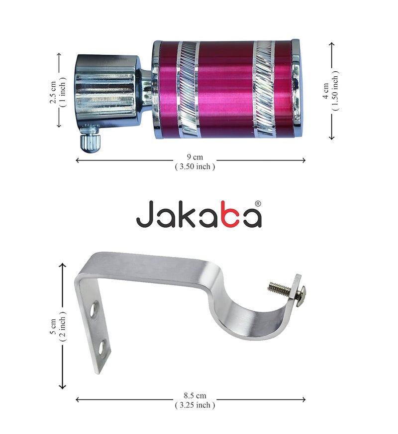 JAKABA Pink Finish Stainless Steel and Alloy Curtain Finials with Heavy Supports Pack of 12 Pcs Finials 6 Pcs Supports 6 Pcs Curtain Brackets SetHolders for WindowDoor JKB1513PK - Image 5